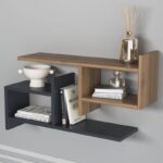 Ραφιέρα Hisar ανθρακί καρυδί μελαμίνη 79x20x25εκ ed7498