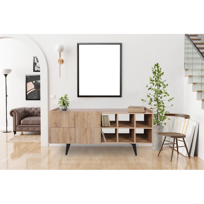 7505_0-800x800 Κονσόλα Piranha μελαμίνη oak 150x42x71cm ed7505 - Image 1