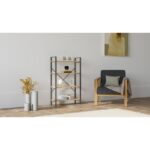 Βιβλιοθήκη Mina Sapphire μελαμίνη μεταλλικό πλαίσιο 60x24x100εκ ed7532