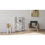 Βιβλιοθήκη Mina άσπρο μελαμίνη μεταλλικό πλαίσιο 60x24x100εκ ed7533