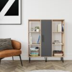 Βιβλιοθήκη Peoria δρυς ανθρακί μελαμίνη 120x25x141 6εκ ed7550