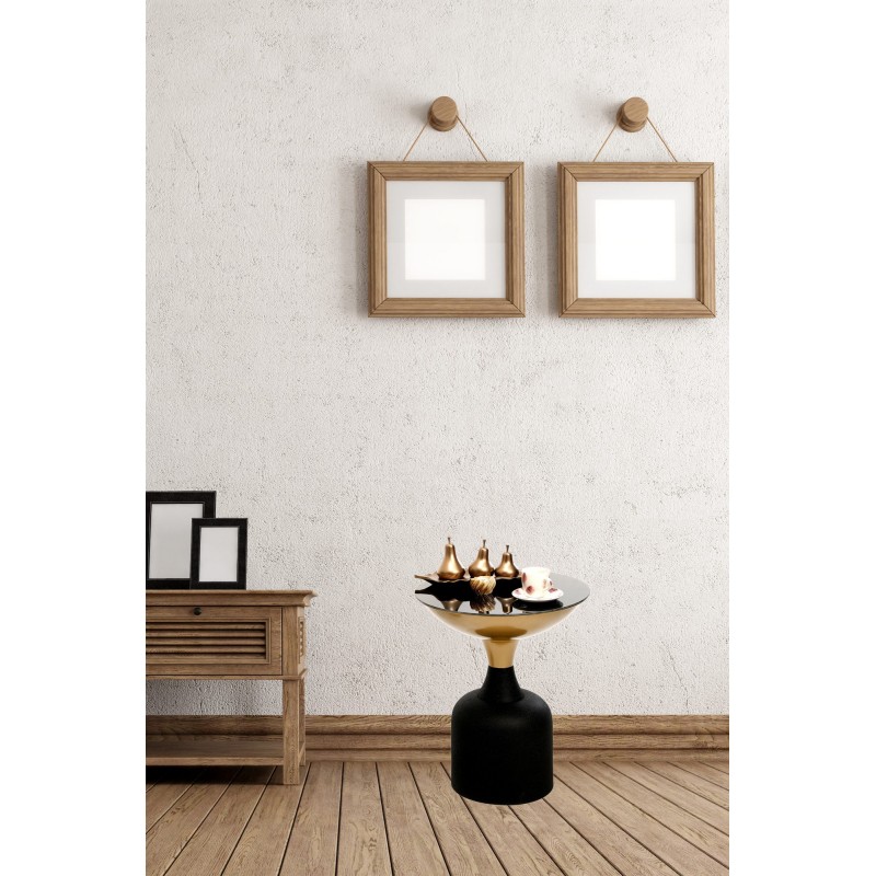 7569_0-800x800 Βοηθητικό μεταλλικό τραπεζάκι Corti χρυσό μαύρο χρώμα 42x46cm ed7569 - Image 1