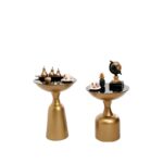 Σετ μεταλλικά τραπεζάκια Corti χρυσό χρώμα 42x56cm ed7574 - Image 4