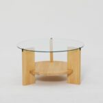 Τραπέζι σαλονιού Mondo δρυς μασιφ ξύλο επιφάνεια γυαλί 75x75x40εκ ed7592 - Image 3