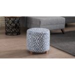 Σκαμπό Begon σκούρο μπλέ άσπρο ξύλινα πόδια 40x40x40εκ ed7599