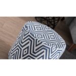 Σκαμπό Begon σκούρο μπλέ άσπρο ξύλινα πόδια 40x40x40εκ ed7599 - Image 2