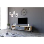 Έπιπλο τηλεόρασης Ponza Sapphire Oak ανθρακί 160x40x36cm ed7639