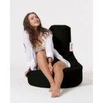 Πουφ Lina αδιάβροχο μαύρο ύφασμα 70x35cm ed7649