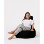 Πουφ Lina αδιάβροχο μαύρο ύφασμα 70x35cm ed7649 - Image 3