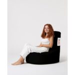 Πουφ Lina αδιάβροχο μαύρο ύφασμα 70x35cm ed7649 - Image 4