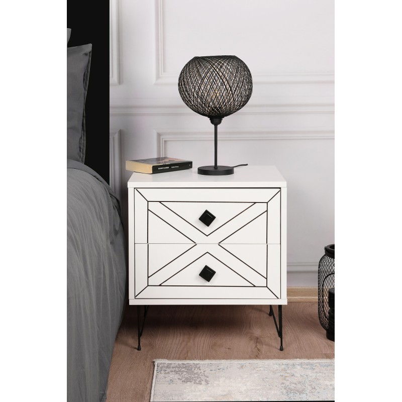 764_0-800x800 Κομοδίνο Lina άσπρη μελαμίνη 50x40x55cm ed764 - Image 1