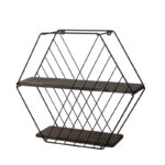 Ραφιέρα Anemone σκούρο καρυδί μαύρο ξύλο μεταλλικό πλαίσιο 60x15x52εκ ed7673 - Image 3