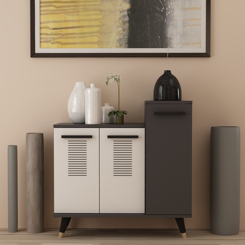 7703_0-800x800 Παπουτσοθήκη Asimo ανθρακί λευκό 90x35x90 6cm μελαμίνη ed7703 - Image 1