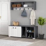 Έπιπλο εισόδου Sarandon ανθρακί άσπρο μελαμίνη 120x31 4x51 6εκ ed7716