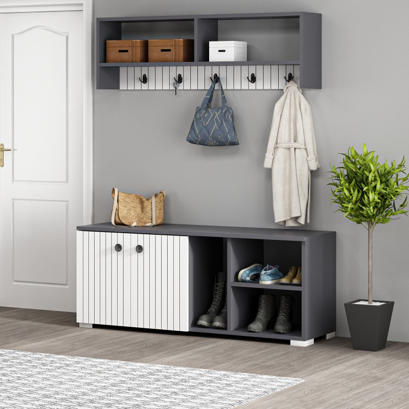 7716_0-800x800 Έπιπλο εισόδου Sarandon ανθρακί άσπρο μελαμίνη 120x31 4x51 6εκ ed7716 - Image 1