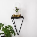 Ραφιέρα Rosacea μαύρο σκούρο καρυδί ξύλο μεταλλικό πλαίσιο 20x15x30εκ ed7739 - Image 5