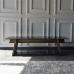 Έπιπλo tv Forli καρυδί μαύρο χρώμα ξύλο γυαλί 158x40x45cm ed773 - Image 4