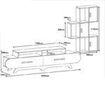 Έπιπλο τηλεόρασης Flora καρυδί κίτρινη μελαμίνη 205x36 8x50cm ed774 - Image 2