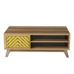 Τραπέζι σαλονιού Inci καρυδί κίτρινο μελαμίνη 105x60x38 2εκ ed7813 - Image 2