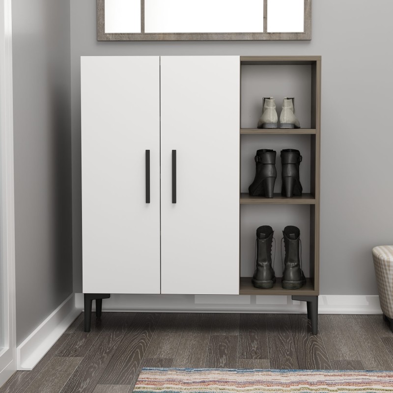 7819_0-800x800 Ντουλάπι παπουτσοθήκη Viva καρυδί άσπρη μελαμίνη 90x32x105cm ed7819 - Image 1