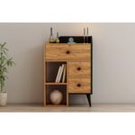 Συρταριέρα Star Atlantic Pine μαύρη pine μελαμίνη 64x40 3x94 6cm ed7848