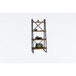 Βιβλιοθήκη Alaro καρυδί ξύλο και μέταλλο 66x30x150cm ed784 - Image 4