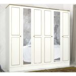 Ντουλάπα εξάφυλλη Ravenna άσπρη χρυσή μελαμίνη 210x47 2x194cm ed787