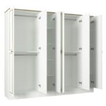 Ντουλάπα εξάφυλλη Ravenna άσπρη χρυσή μελαμίνη 210x47 2x194cm ed787 - Image 4