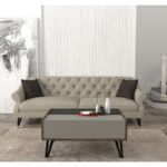 Τραπεζάκι σαλονιού Boulevard γκρι ανθρακί καρυδί 90x60x41 8cm μελαμίνη μέταλλο ed7896