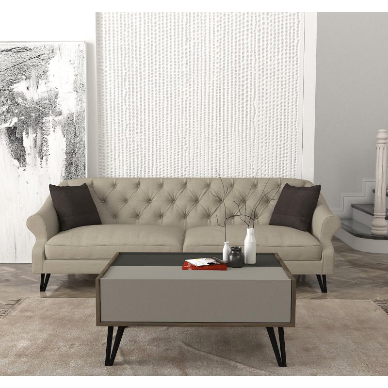 7896_0-800x800 Τραπεζάκι σαλονιού Boulevard γκρι ανθρακί καρυδί 90x60x41 8cm μελαμίνη μέταλλο ed7896 - Image 1