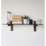 Ραφιέρα Xio καρυδί ξύλο επιφάνεια γυαλί 85x25x25εκ ed7899