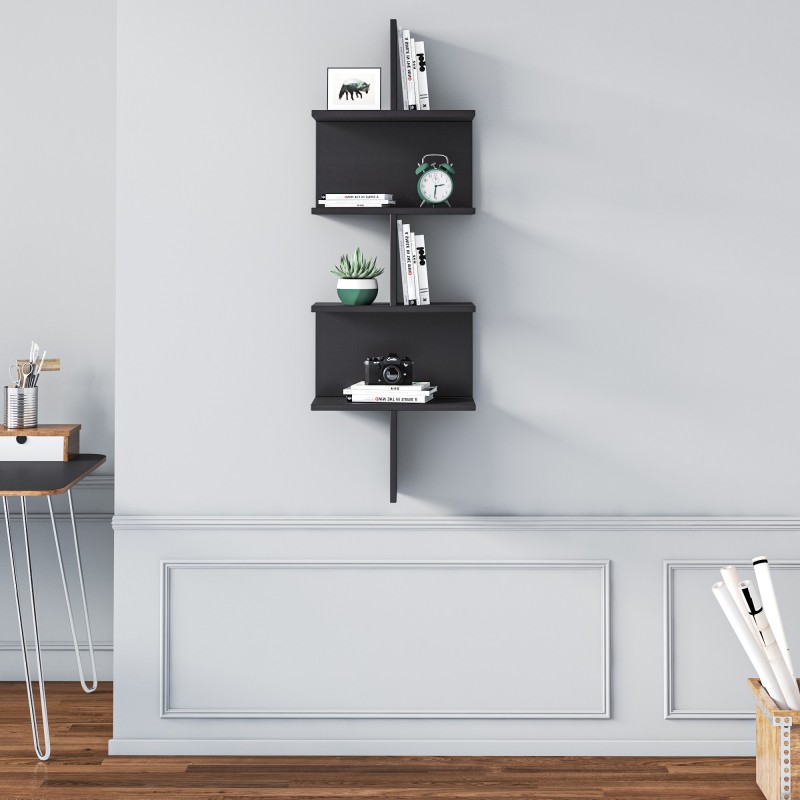 7900_0-800x800 Ράφι τοίχου Otto μαύρη μελαμίνη 45x22x132cm ed7900 - Image 1