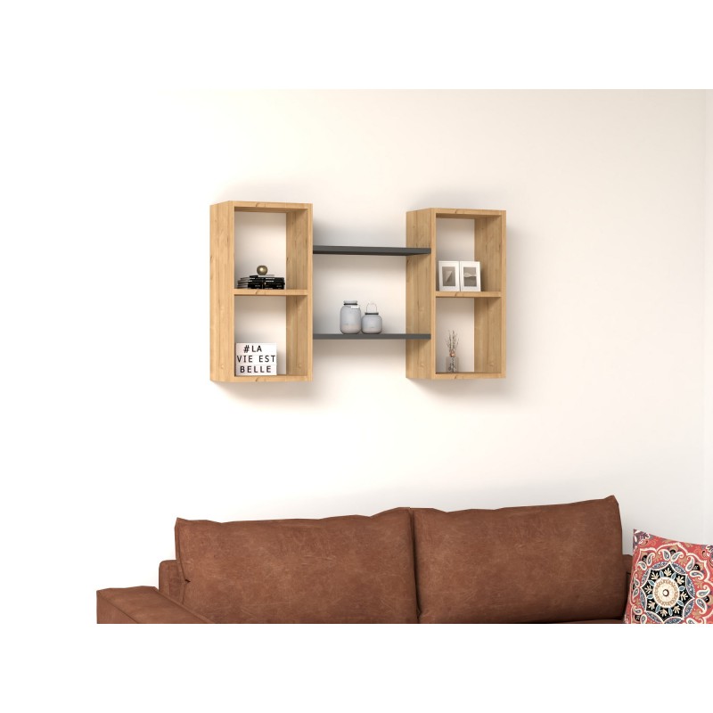 7902_0-800x800 Ράφι τοίχου Bambi sapphire ανθρακί μελαμίνη 105x60x20cm ed7902 - Image 1