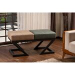 Σκαμπώ Benve 92x44x46cm μέταλλο ύφασμα μπεζ πράσινο ed7911