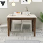 Τραπεζαρία Kiev καρυδί κρεμ μελαμίνη 110x72x75εκ ed7913 - Image 5