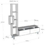 Έπιπλο τηλεόρασης Tulip άσπρη καρυδί μελαμίνη 160x29 7x166 7cm ed794 - Image 2