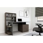 Γραφείο Unite καρυδί ανθρακί χρώμα μελαμίνη 146 3x60x73 8cm ed796