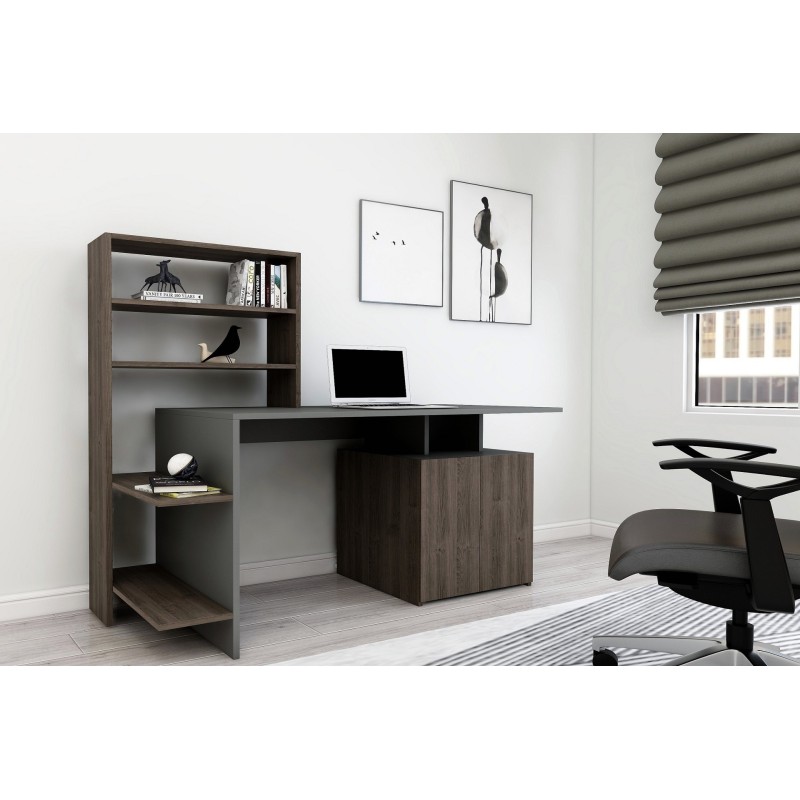 796_0-800x800 Γραφείο Unite καρυδί ανθρακί χρώμα μελαμίνη 146 3x60x73 8cm ed796 - Image 1