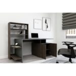 Γραφείο Unite καρυδί ανθρακί χρώμα μελαμίνη 146 3x60x73 8cm ed796 - Image 5