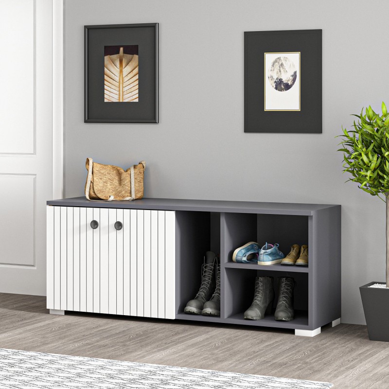 7987_0-800x800 Έπιπλο εισόδου Sarandone ανθρακί άσπρο μελαμίνη 120x31 4x51 6εκ ed7987 - Image 1