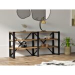 Βιβλιοθήκη Milas καρυδί μαύρο μελαμίνη 133 2x32 1x65εκ ed7989