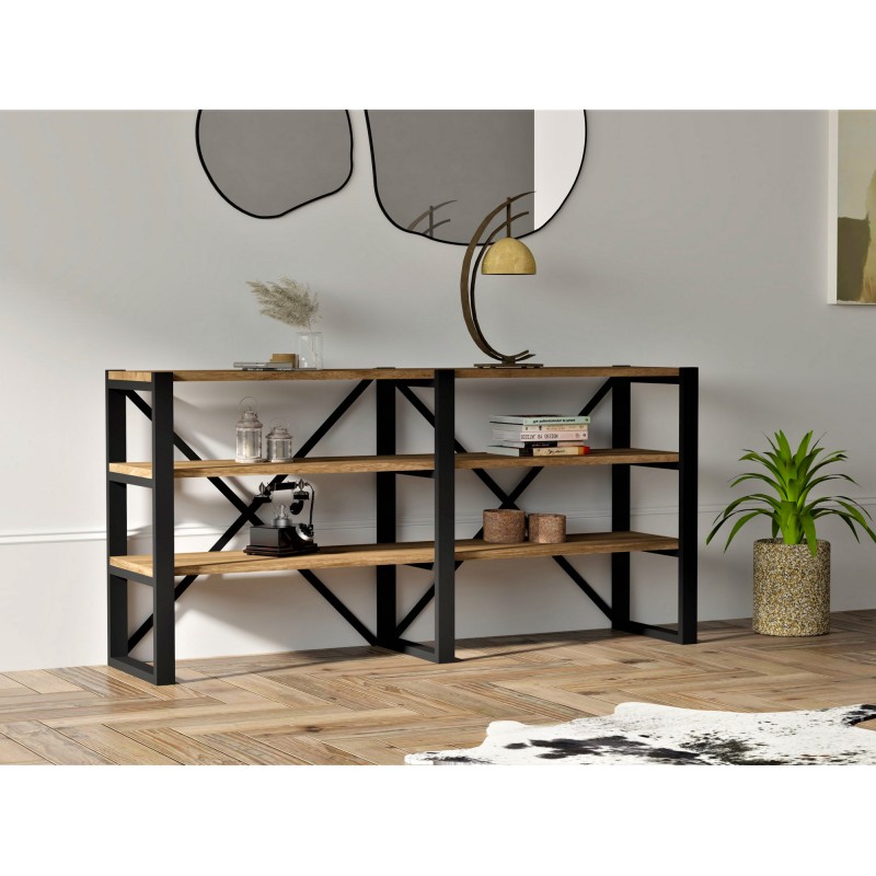 7989_0-800x800 Βιβλιοθήκη Milas καρυδί μαύρο μελαμίνη 133 2x32 1x65εκ ed7989 - Image 1