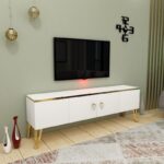 Έπιπλο tv Asti λευκό χρυσό χρώμα μελαμίνη 150x31 4x50cm ed800