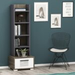 Βιβλιοθήκη Dawn καρυδί άσπρο ανθρακί μελαμίνη 35x25 6x152 2εκ ed8040