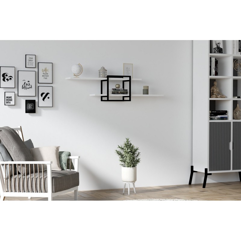 8046_0-800x800 Ράφι τοίχου Mone άσπρη μελαμίνη 120x18x30cm ed8046 - Image 1