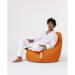 Πουφ Drop αδιάβροχο ύφασμα πορτοκαλί 80x33cm ed8050 - Image 5