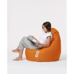 Πουφ Drop αδιάβροχο ύφασμα πορτοκαλί 80x33cm ed8050 - Image 3