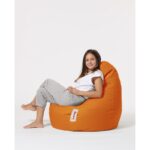 Πουφ Drop αδιάβροχο ύφασμα πορτοκαλί 80x33cm ed8050 - Image 2