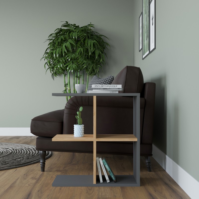 8068_0-800x800 Βοηθητικό τραπεζάκι Hamlet oak ανθρακί μελαμίνη 59 6x29 6x63 2cm ed8068 - Image 1