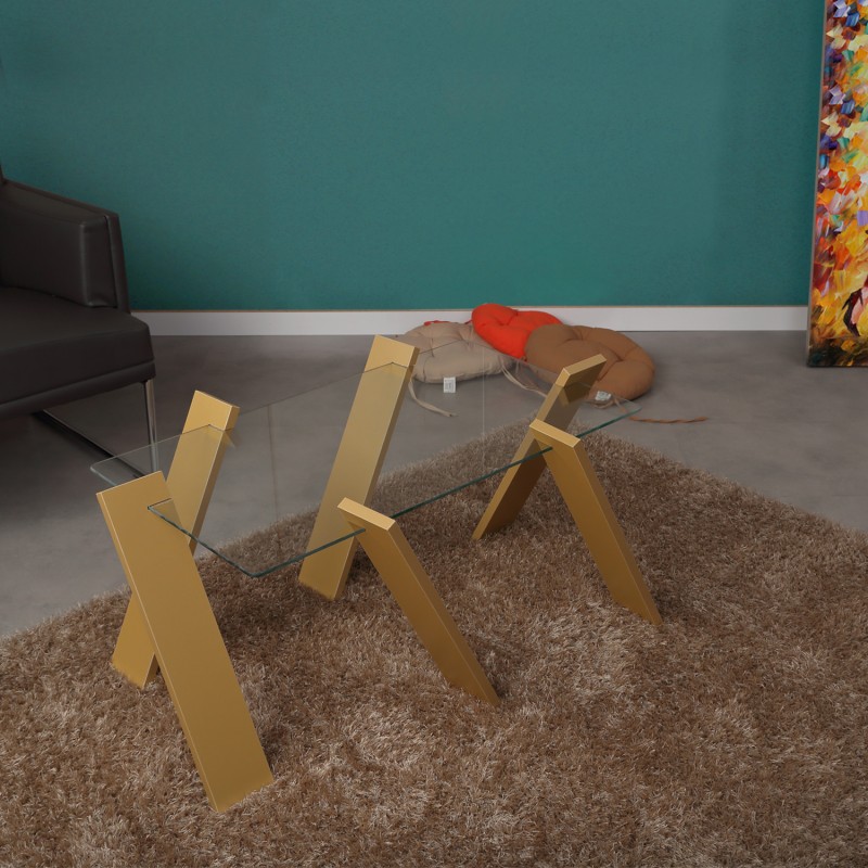 8107_0-800x800 Τραπέζι σαλονιού Roman Maxi μουσταρδί μελαμίνη επιφάνεια γυαλί 92x57x41εκ ed8107 - Image 1